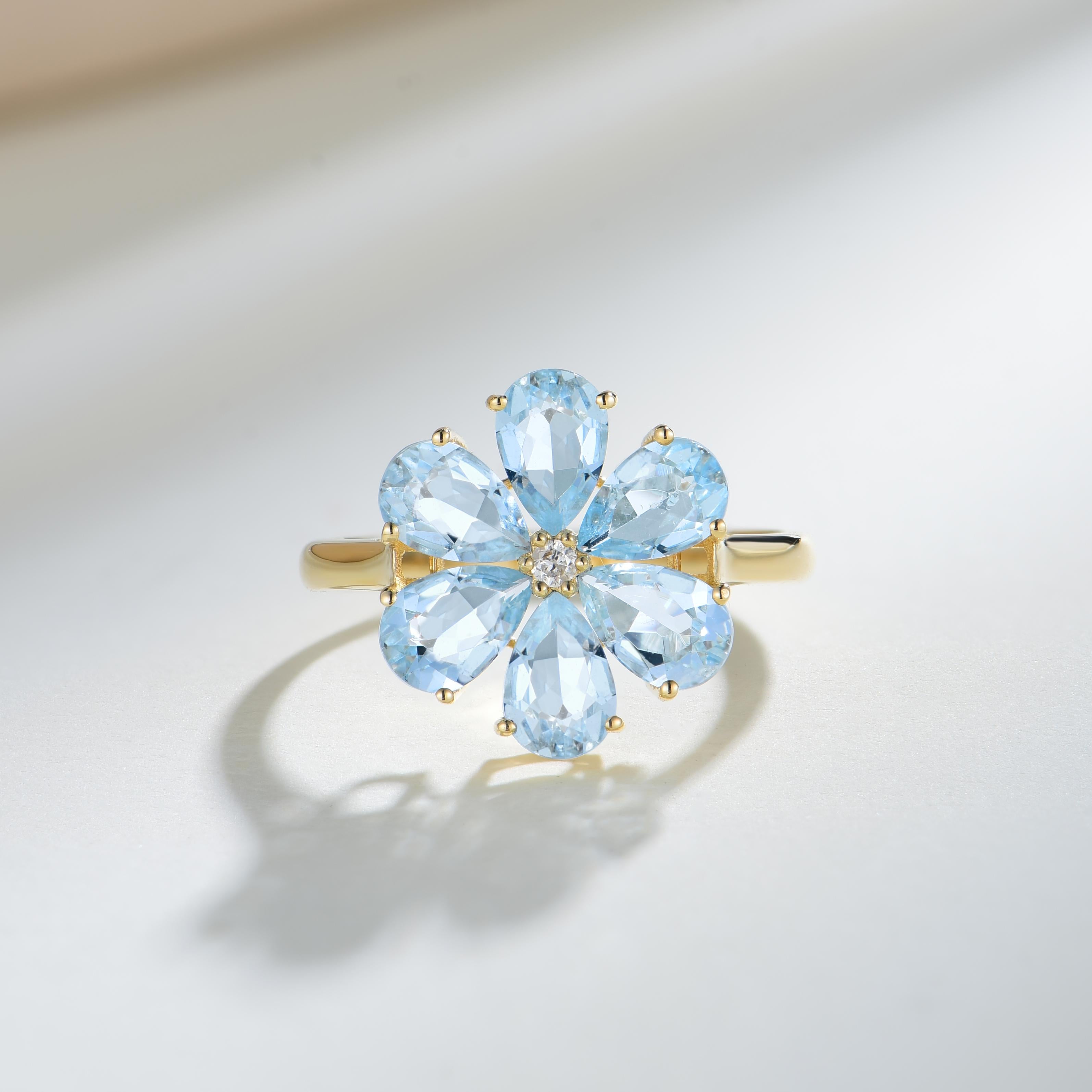 Kai Flora Blossom 2,42ctw Aquamarin Diamant Ring (Moderne) im Angebot