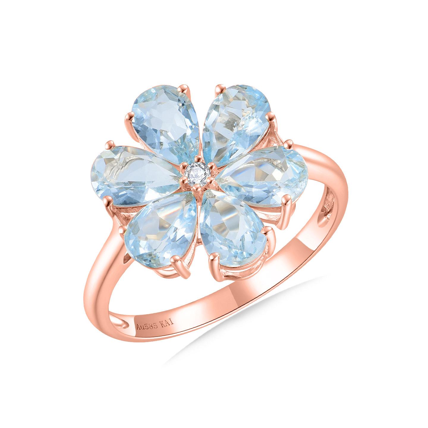 Kai Flora Blossom 2,42ctw Aquamarin Diamant Ring im Angebot 1