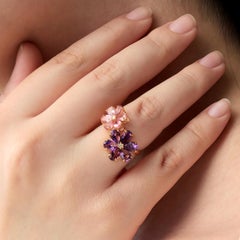 Kai Flora Blossom Amethyst and Pink Tourmaline Diamond Toi et Moi Ring