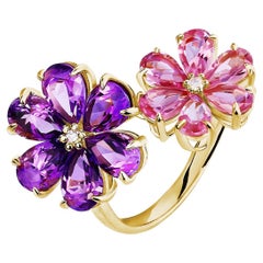 Kai Flora Blossom Amethyst und rosa Turmalin Toi et Moi Ring