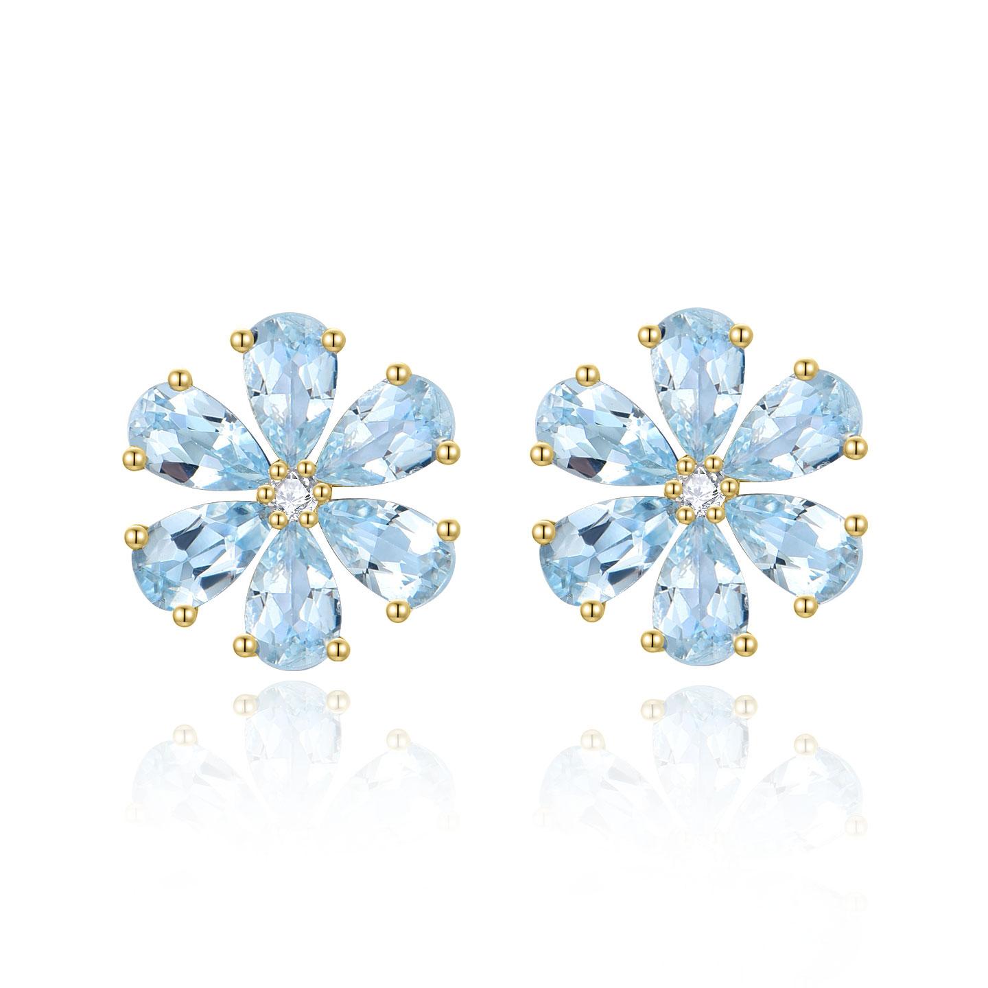 Women's Kai Flora Blossom 2.63 ctw Aquamarine Diamond Baroque Pearl Convertible Earrings For Sale