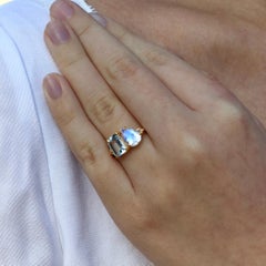 Kai Fortune 3.13 ctw Aquamarine Moonstone Diamond Toi et Moi Ring