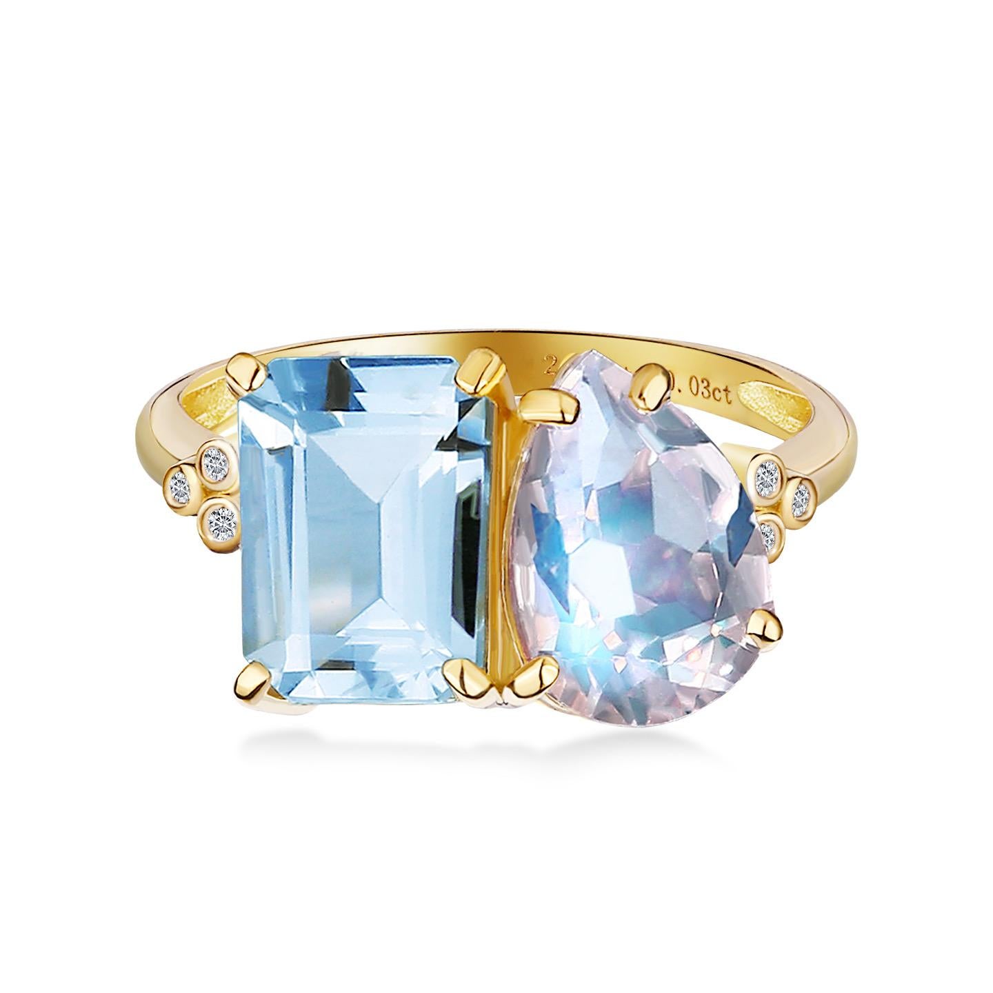 For Sale:  Kai Fortune Aquamarine Moonstone Diamond Toi et Moi Ring 4