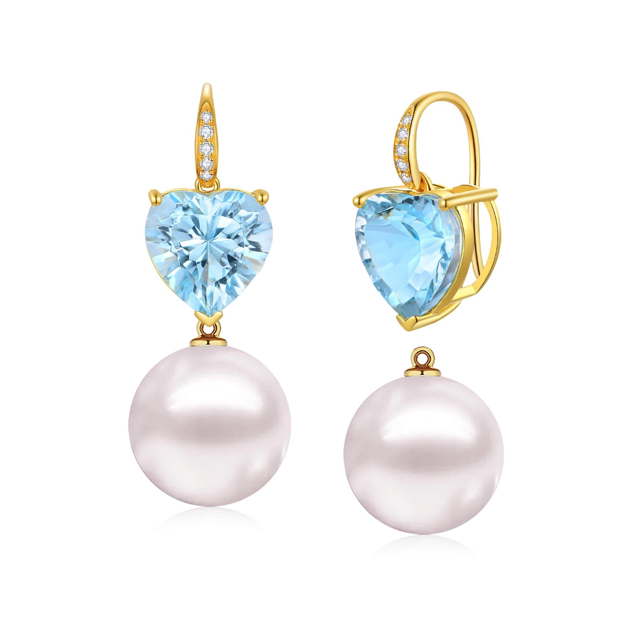 Kai GemFusion 14,85ctw Topazio Ametista Diamante Perla Orecchini pendenti convertibili in vendita 1