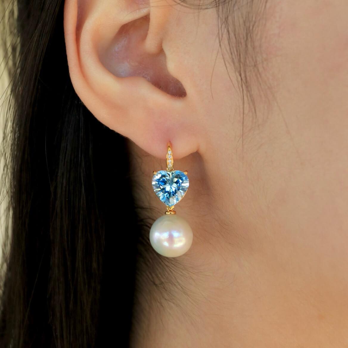 Kai GemFusion 14,85ctw Topazio Ametista Diamante Perla Orecchini pendenti convertibili in vendita 2