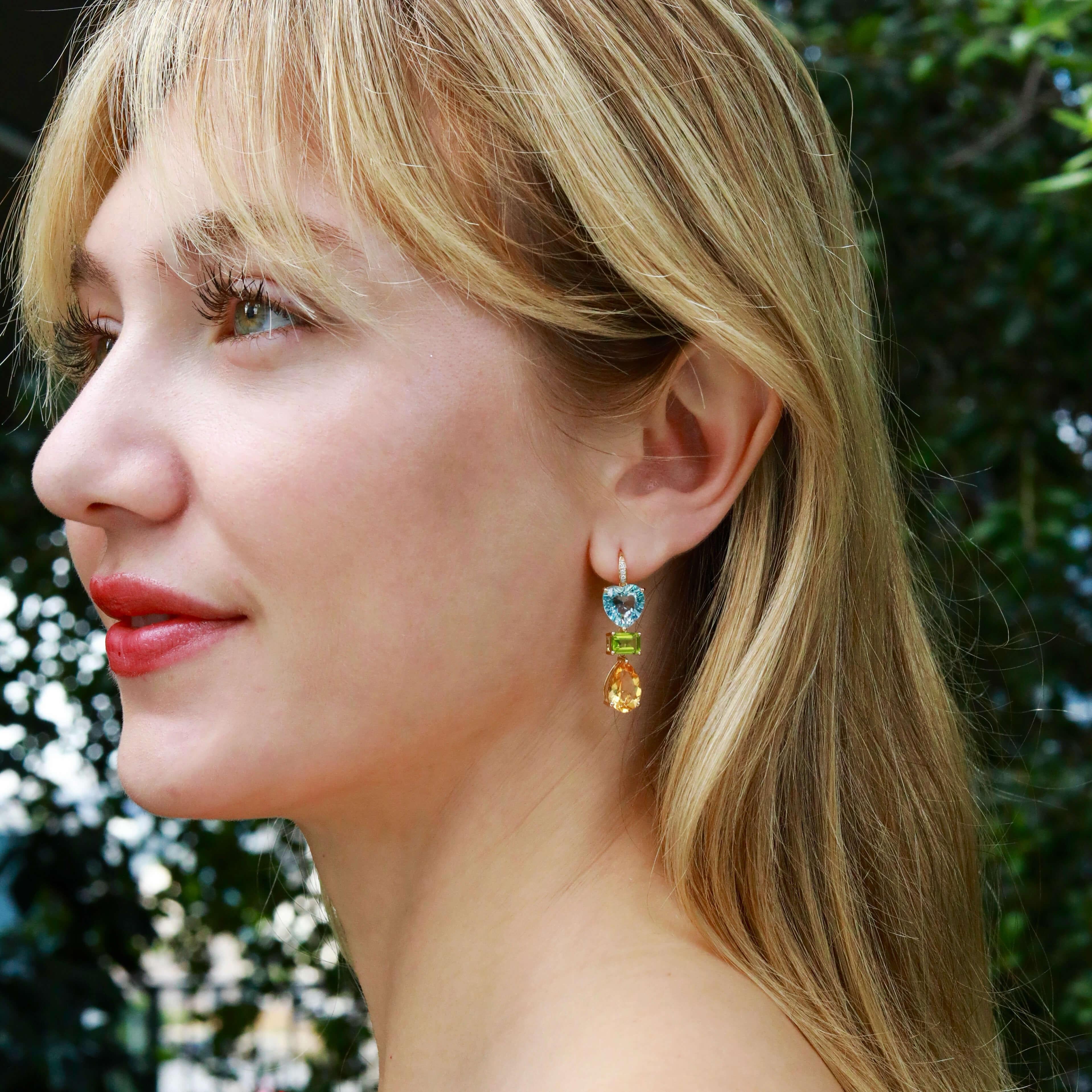 Donna Orecchini a goccia convertibili Kai GemFusion 17.05ctw Topazio Peridoto Diamante Cirtino in vendita
