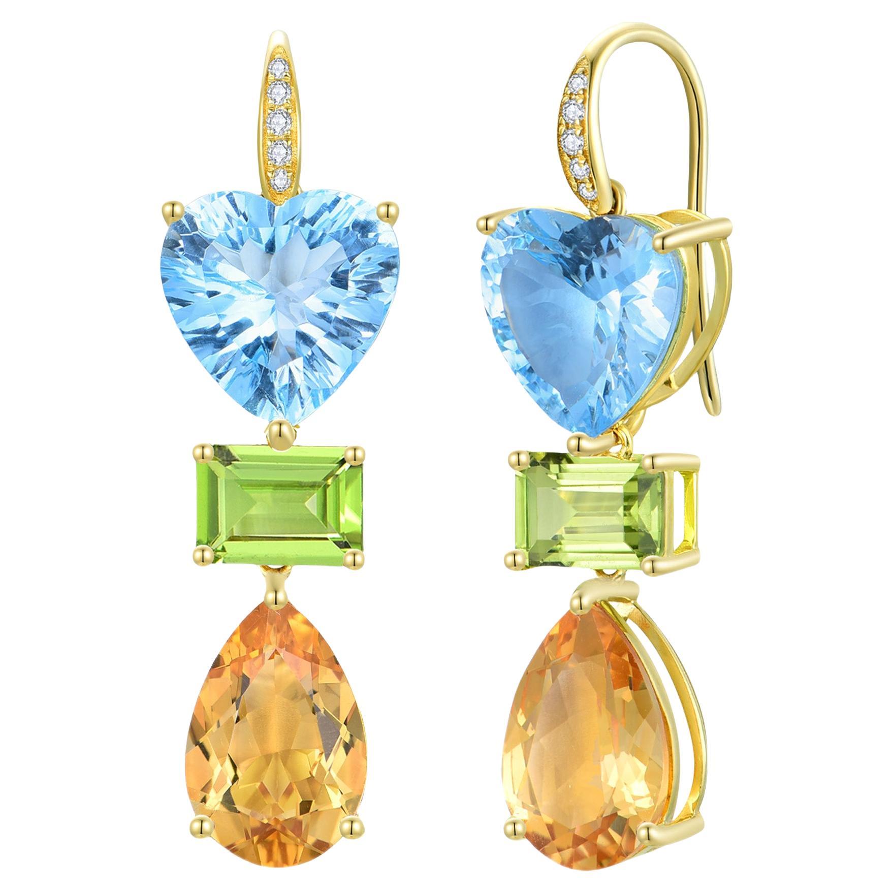 Orecchini a goccia convertibili Kai GemFusion 17.05ctw Topazio Peridoto Diamante Cirtino