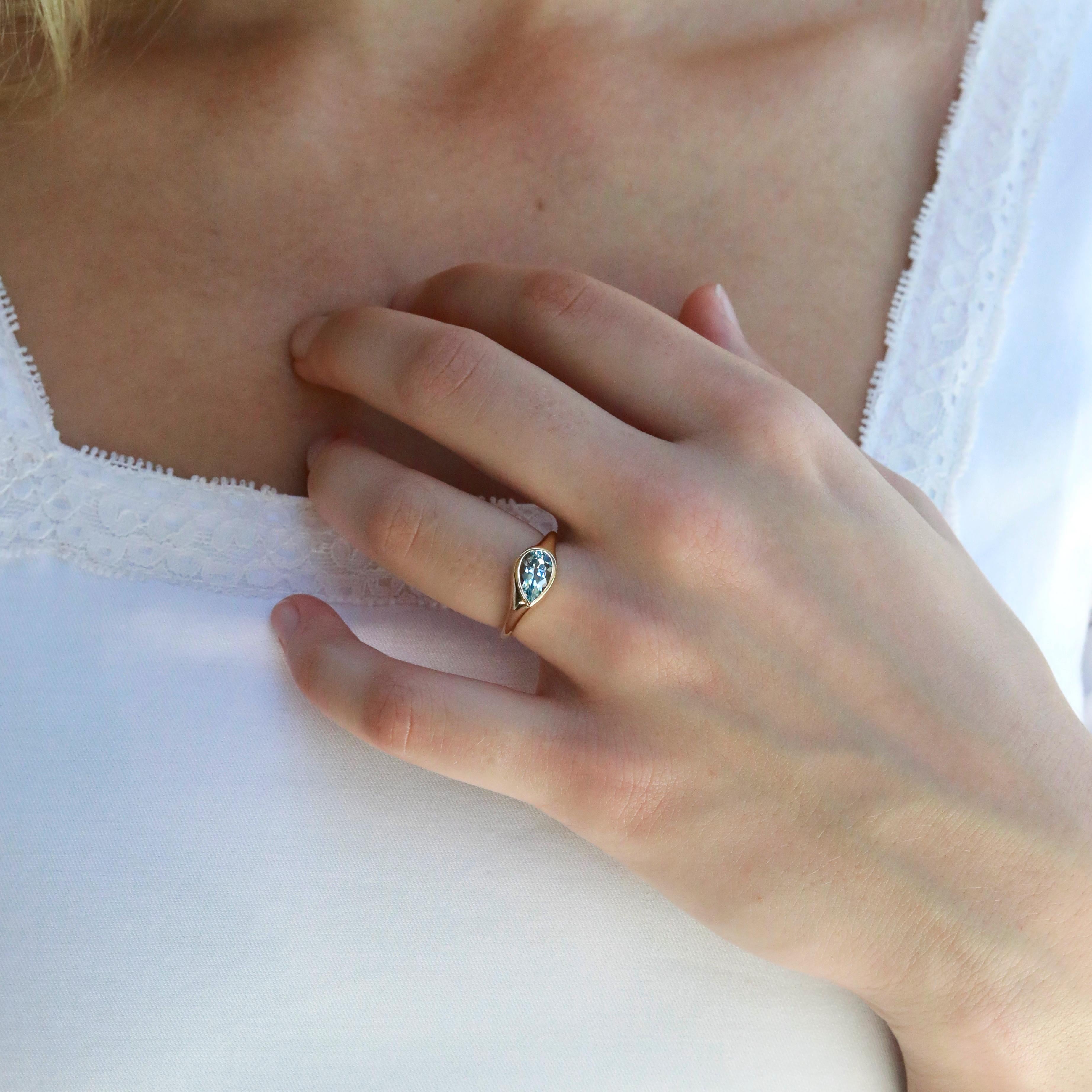 De las mujeres Kai Gloria Anillo de aguamarina natural pera de 1,00 quilates en venta