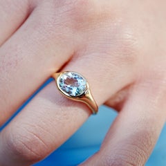 Kai Gloria 1.80ctw AAA-grade Oval Aquamarine Ring in 14K Solid Gold