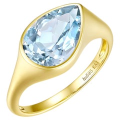 Kai Gloria 2.00ctw Pear AAA-grade Natural Aquamarine Ring in 14K Solid Gold