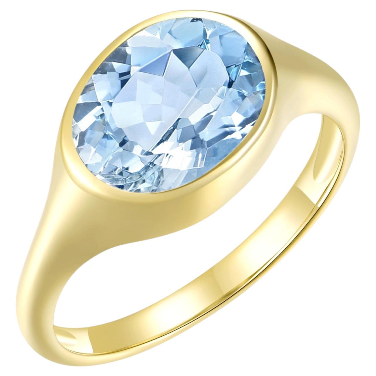 Kai Gloria – Ring mit ovalem Aquamarin (2 ct, AAA-Qualität) aus 14-karätigem Massivgold