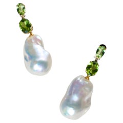 Kai Green Peridot Diamond Baroque Pearl Convertible Drop Earrings