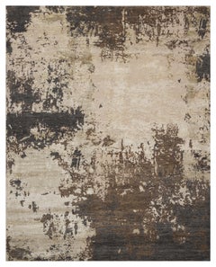 Kai Hand Knotted Modern Silk Rug in Blue Gold & Charcoal Ivory Colours by Hands
