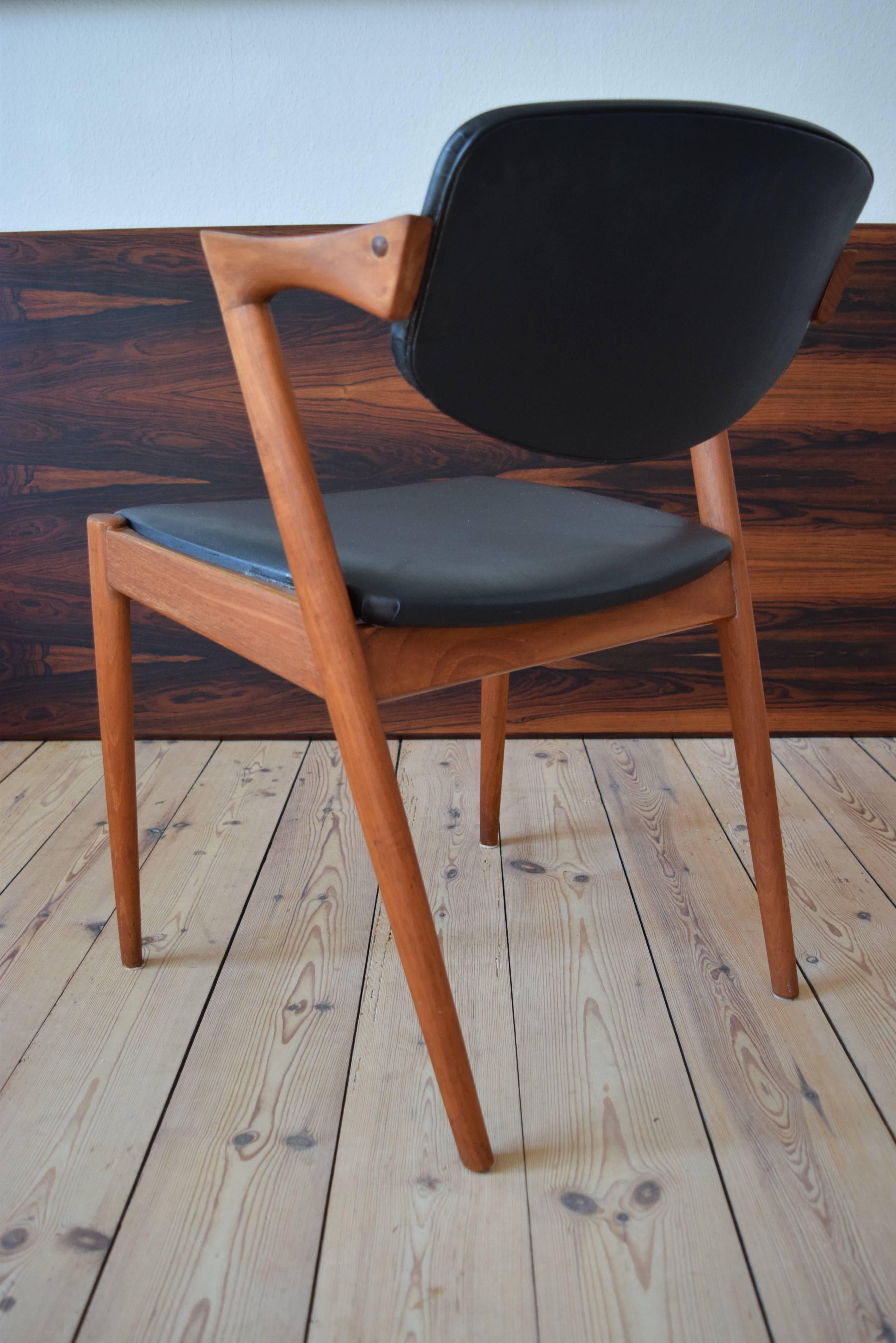 Kai Kristiansen #42 Teak Dining Chair In Good Condition For Sale In Nyborg, DK