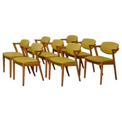 Kai Kristiansen, 8 Chairs, Oak Model 42, Produced by Schou Andersen Møbelfabrik