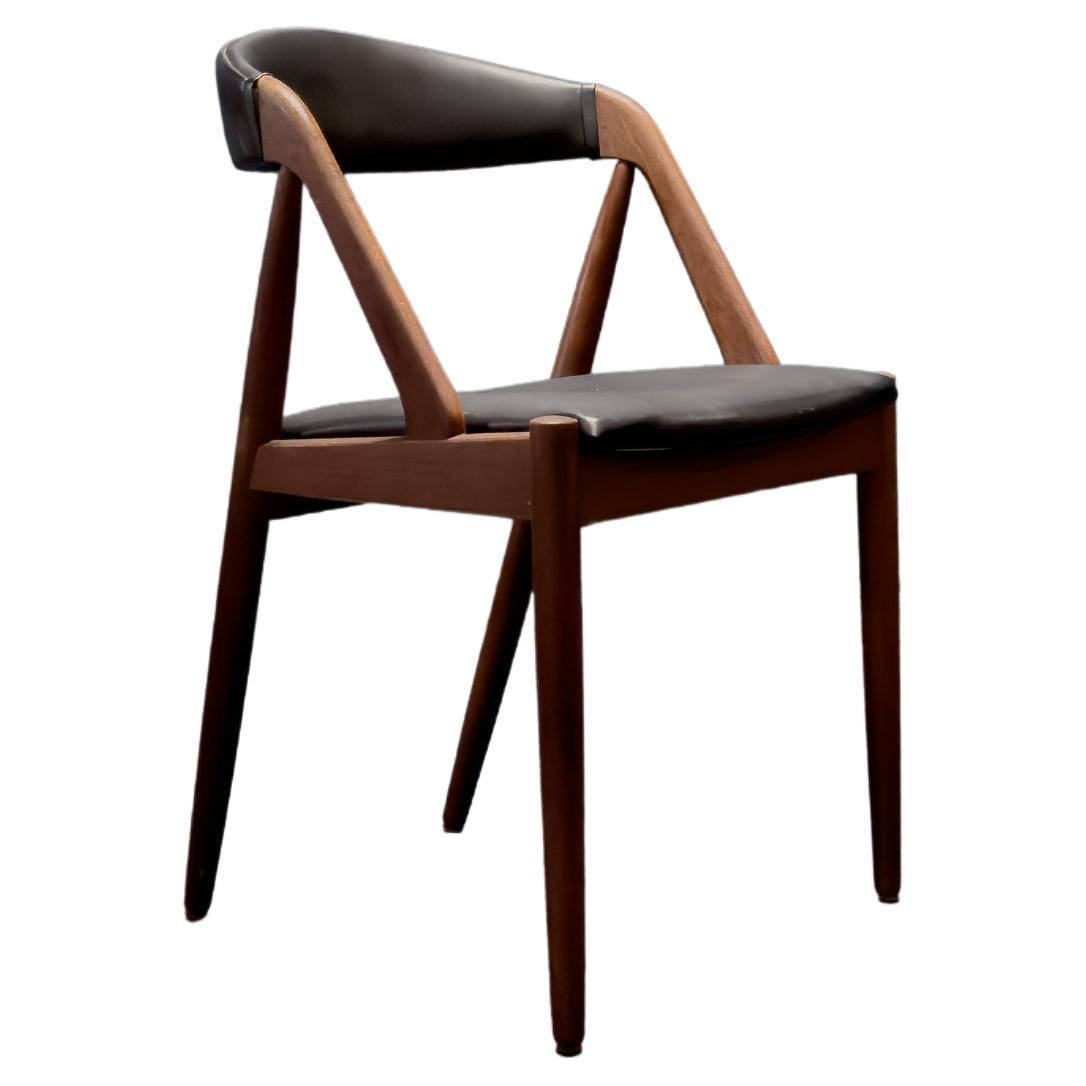 Kai Kristiansen Black Leather and Teak Model 31 Chair