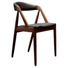 Kai Kristiansen Black Leather and Teak Model 31 Chair