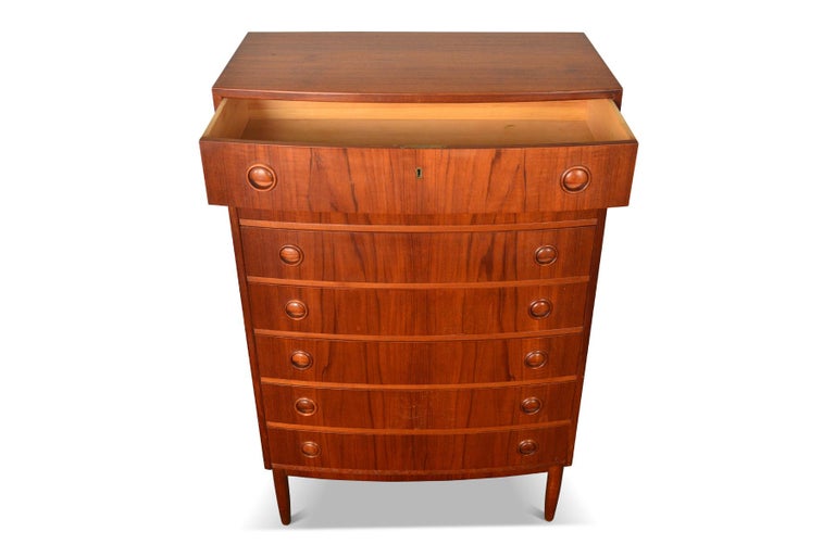Kai Kristiansen Bow Front Highboy Dresser in Teak For Sale at 1stDibs