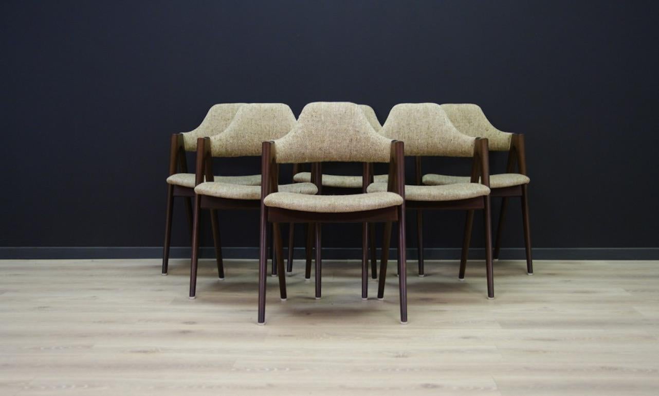 A set of six pieces of chairs designed by Kai Kristiansen, the 