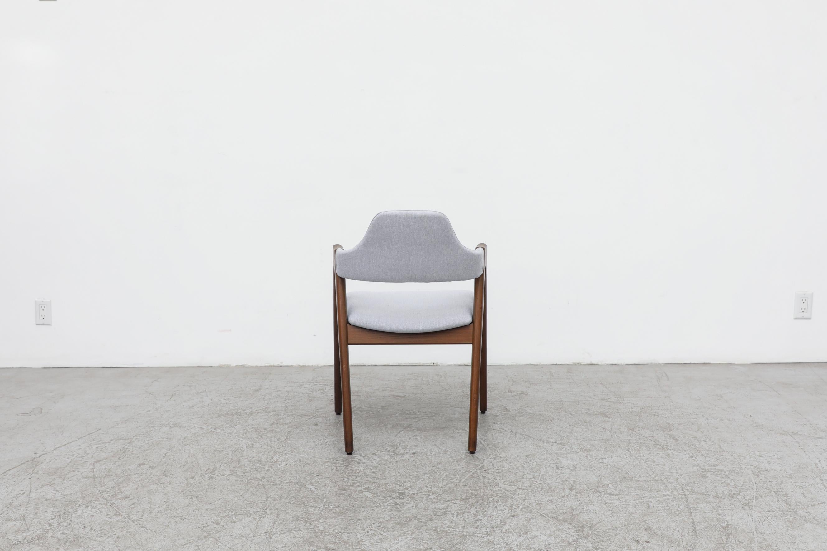 Mid-20th Century Kai Kristiansen Compass Chair with Walnut Legs and Light Gray Blue Upholstery