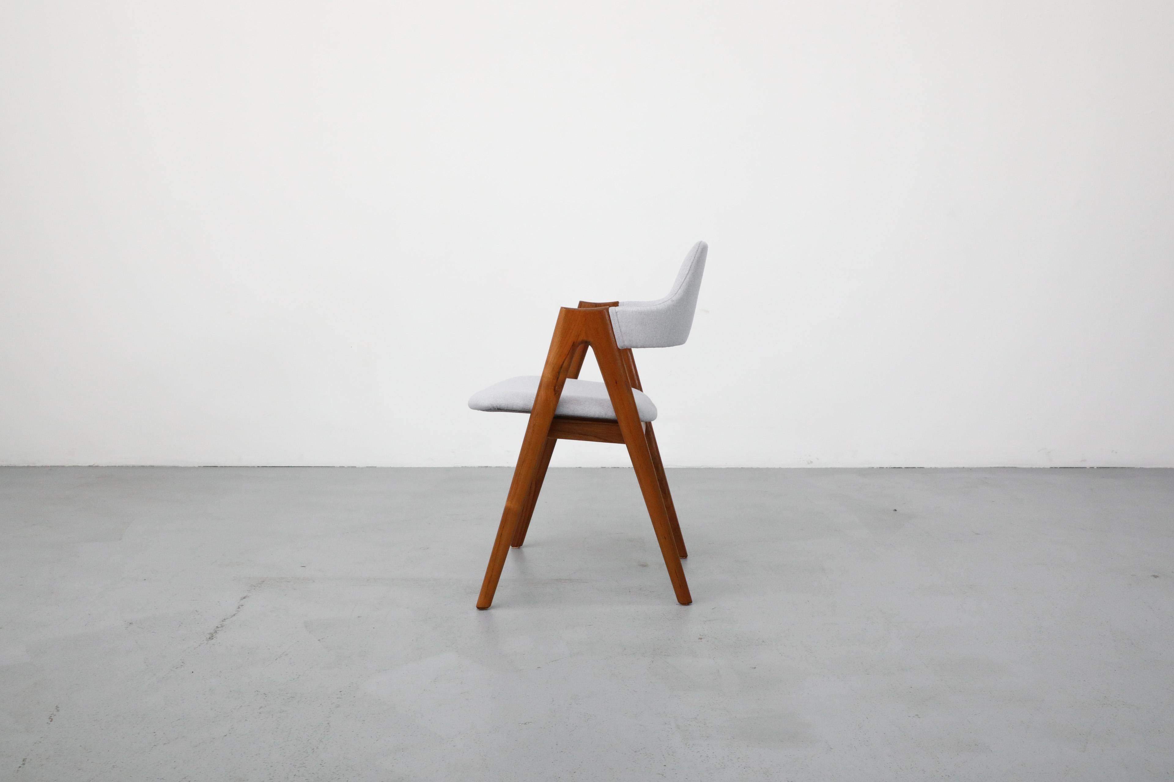Danish Kai Kristiansen Compass Chair with Oak Frame and Light Gray Blue Upholstery