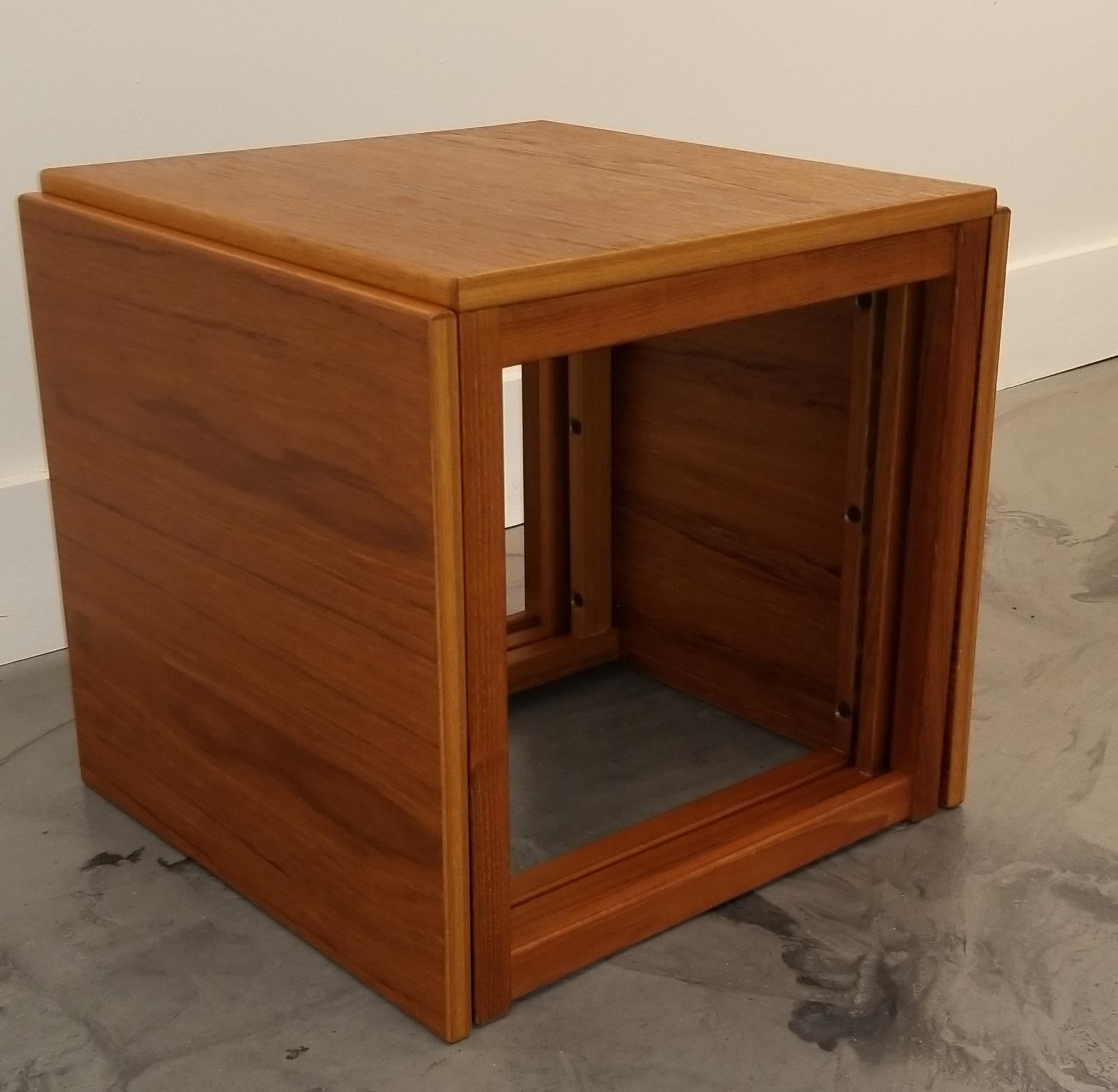 Scandinavian Modern Kai Kristiansen Cube Nesting End Tables For Sale