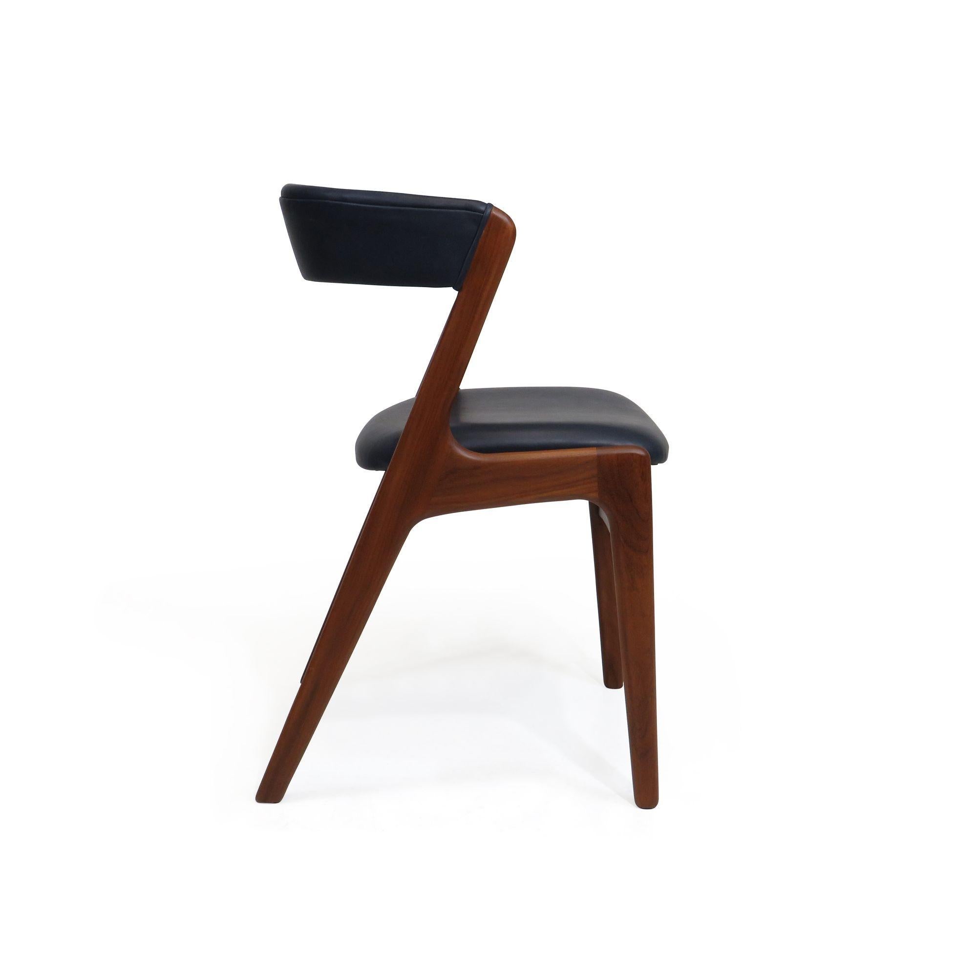 Danish Kai Kristiansen Curved Back Dining Chairs in Navy Leather ( 80 chairs available)