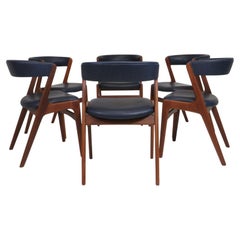 Used Kai Kristiansen Curved Back Dining Chairs in Navy Leather ( 80 chairs available)