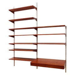 Retro Kai Kristiansen Danish Midcentury Compact Floating Teak Shelving Set and Desk