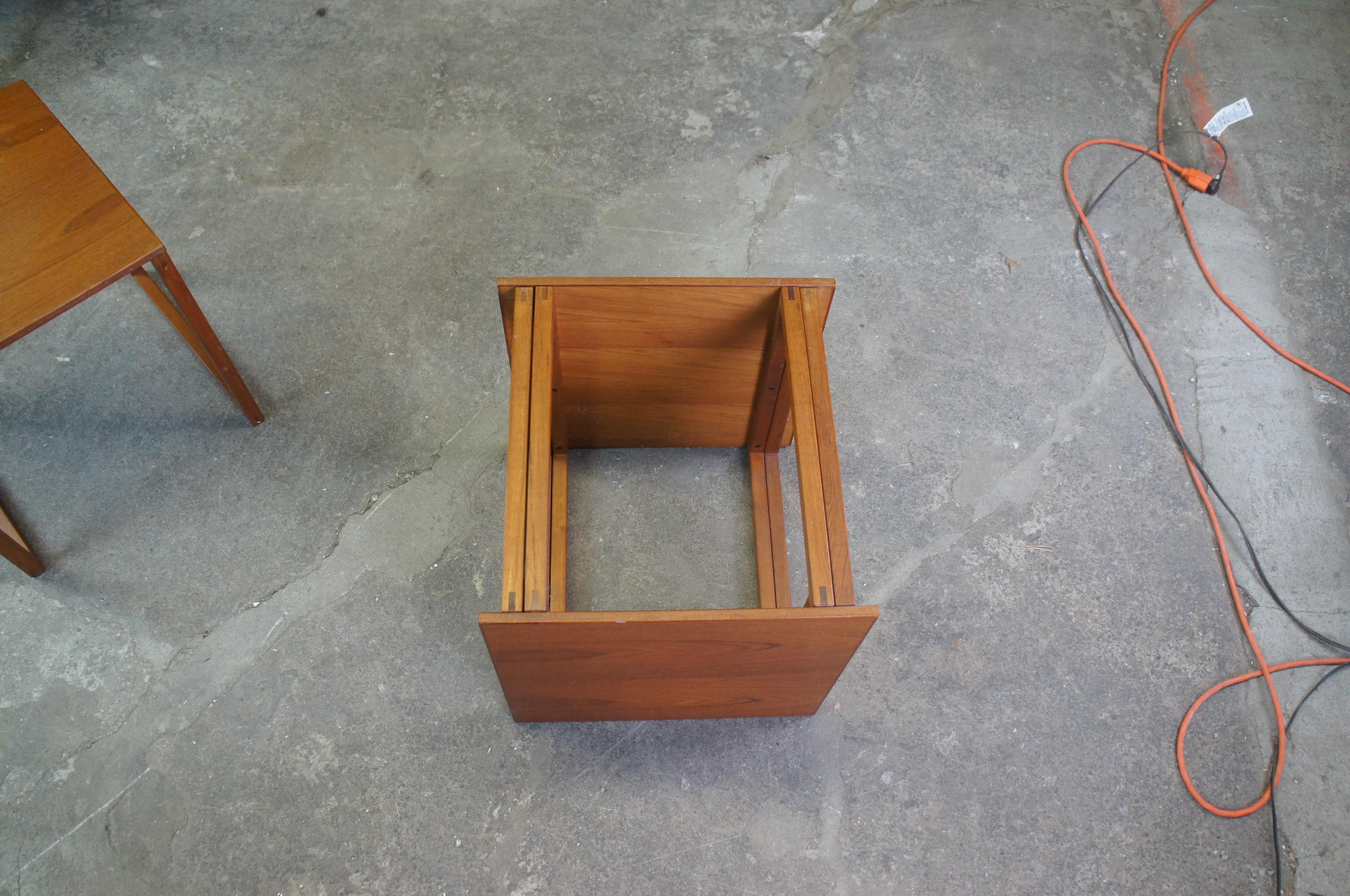 Kai Kristiansen Danish Mid-Century Modern Teak Interlocking Cube Trio Nesting Ta For Sale 3