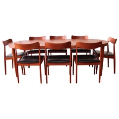 Vintage Kai Kristiansen Danish Modern Dining Table and Eight Chairs