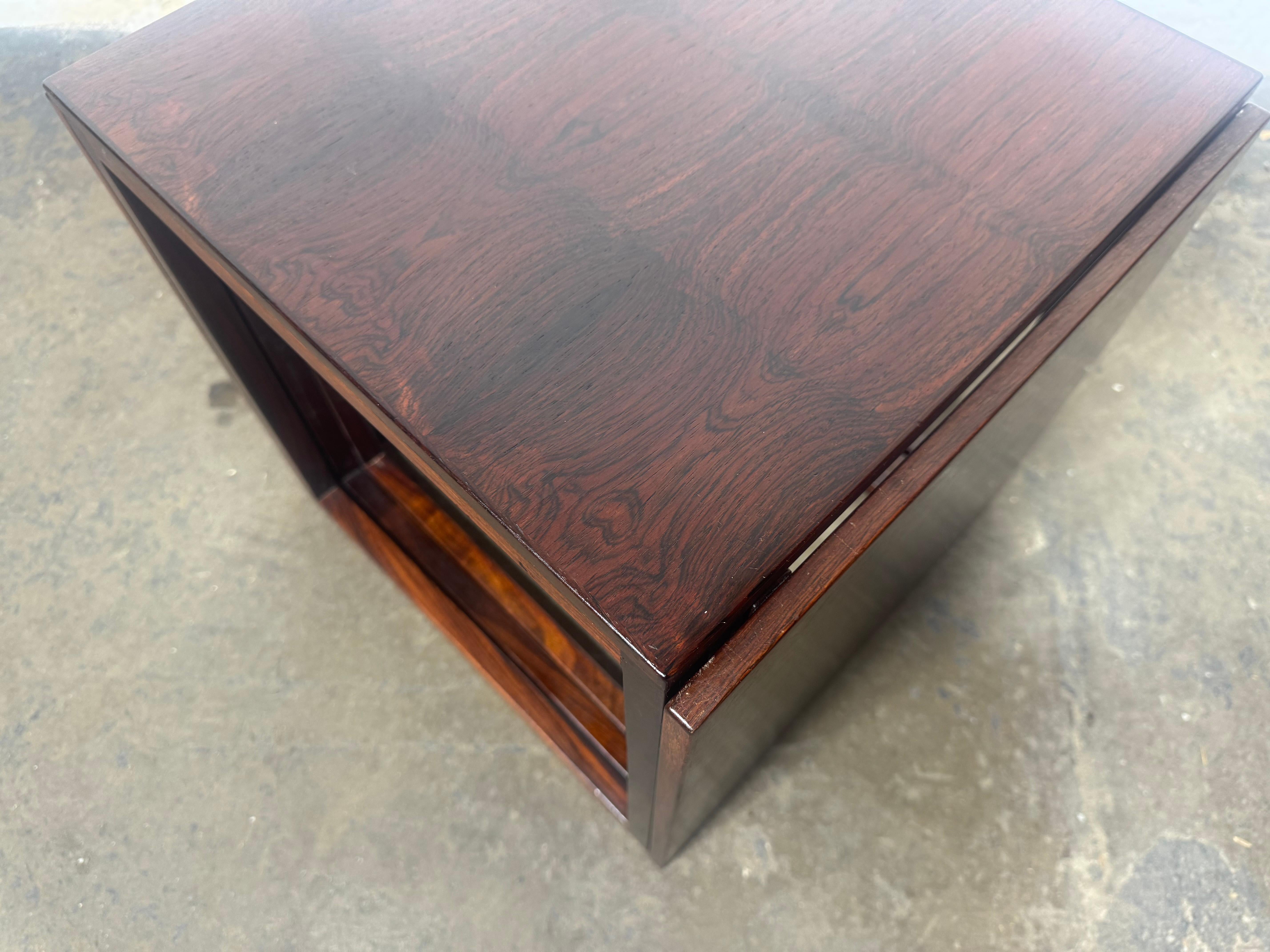 Scandinavian Modern Kai Kristiansen  Danish Modern Rosewood Interlocking Cube Trio Nesting Tables For Sale