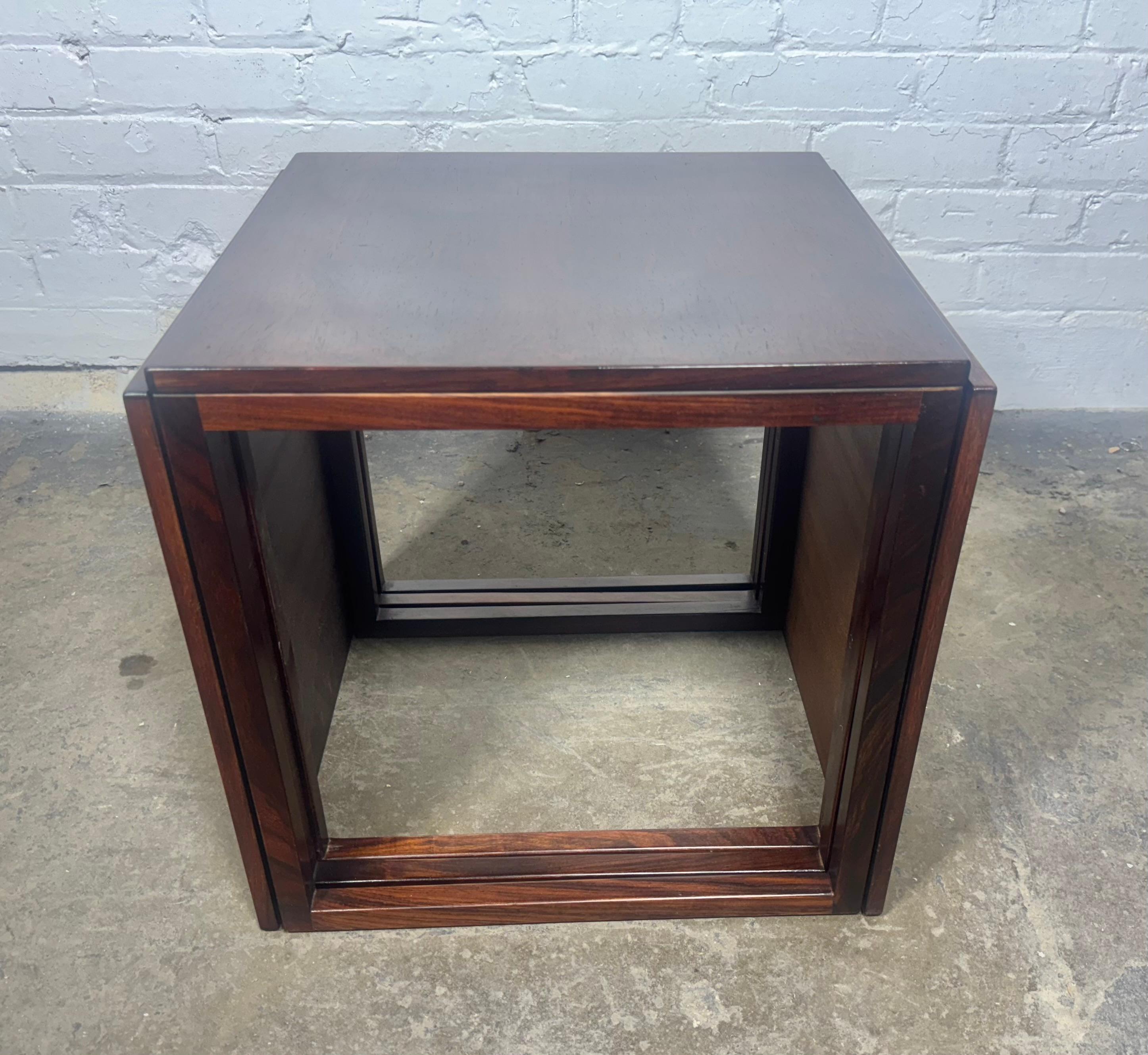 Kai Kristiansen  Danish Modern Rosewood Interlocking Cube Trio Nesting Tables For Sale 1