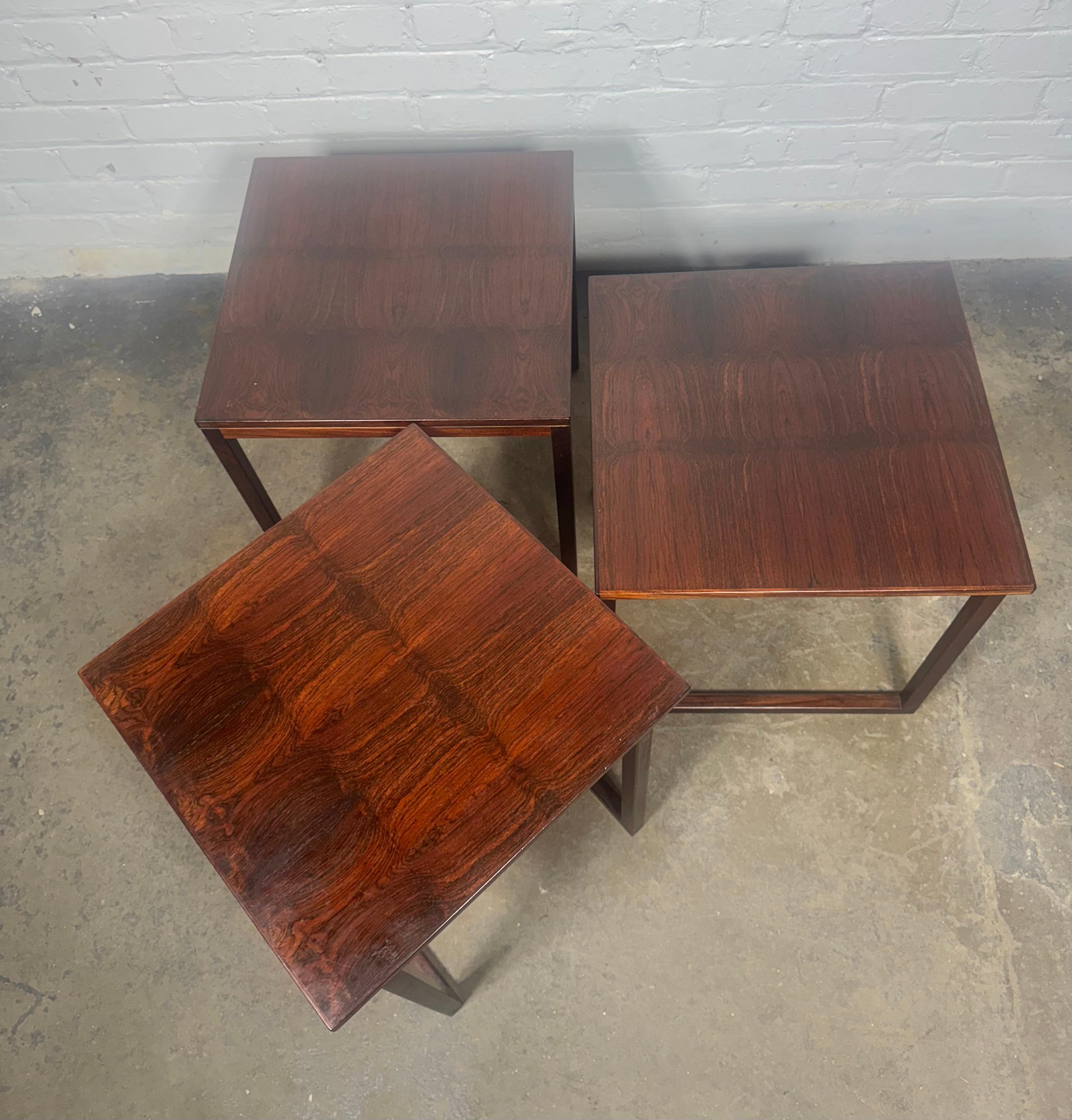 Kai Kristiansen  Danish Modern Rosewood Interlocking Cube Trio Nesting Tables For Sale 3