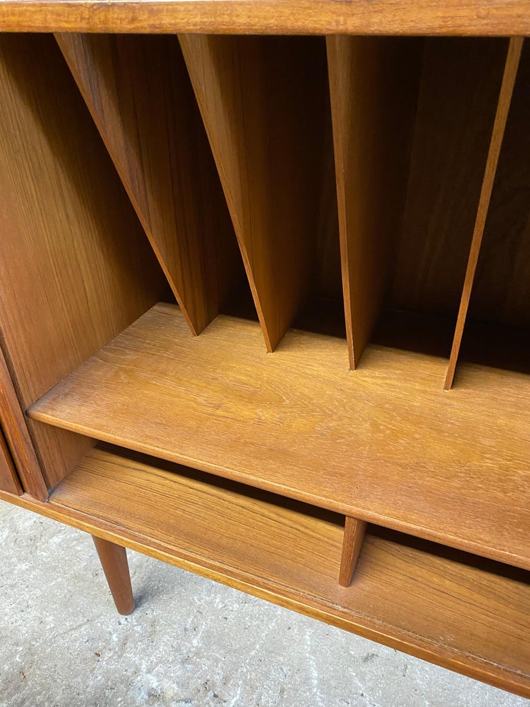 Kai Kristiansen Danish Modern Teak Tambour Door Record at 1stDibs