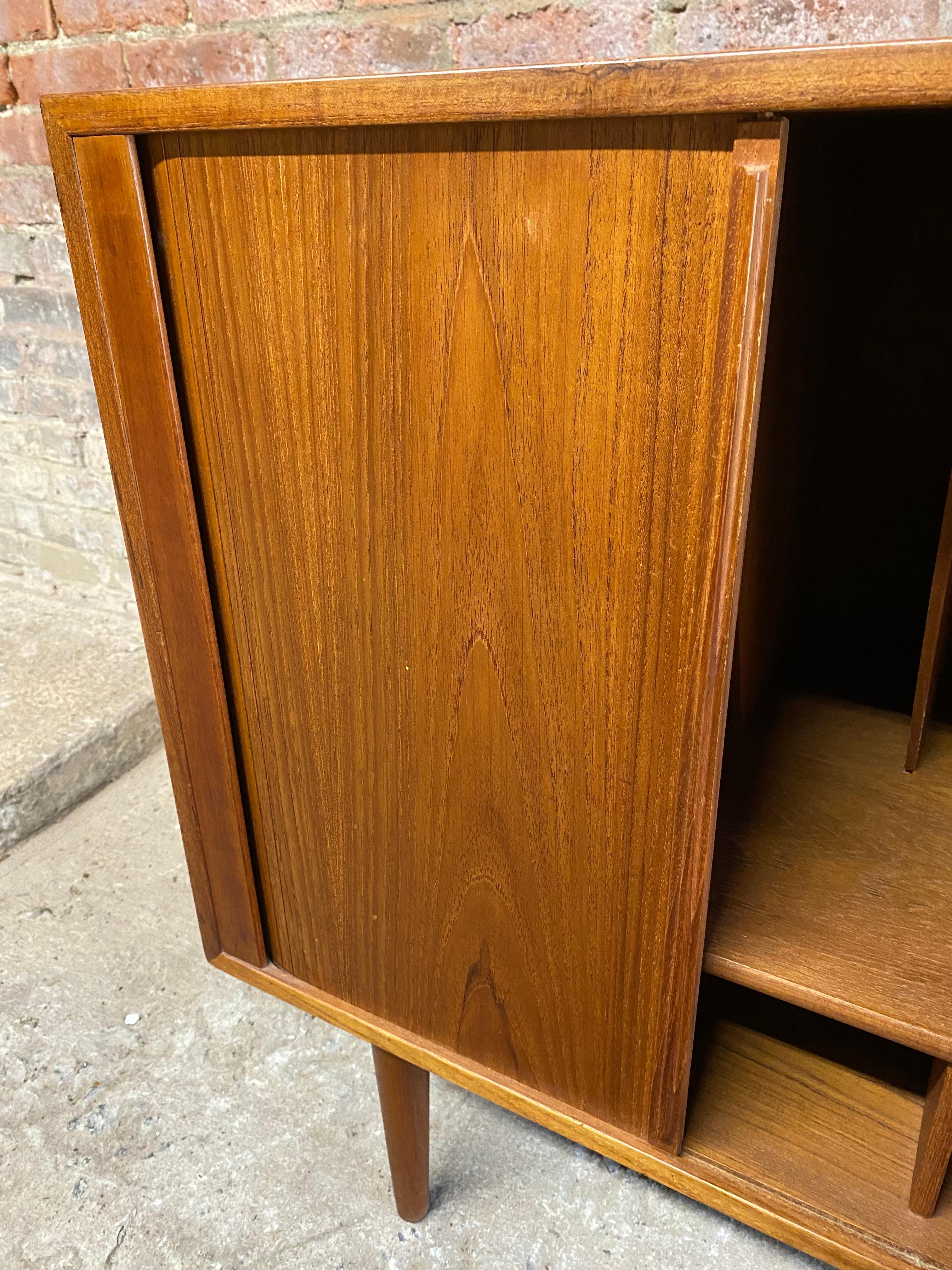 Kai Kristiansen Danish Modern Teak Tambour Door Record Cabinet 7