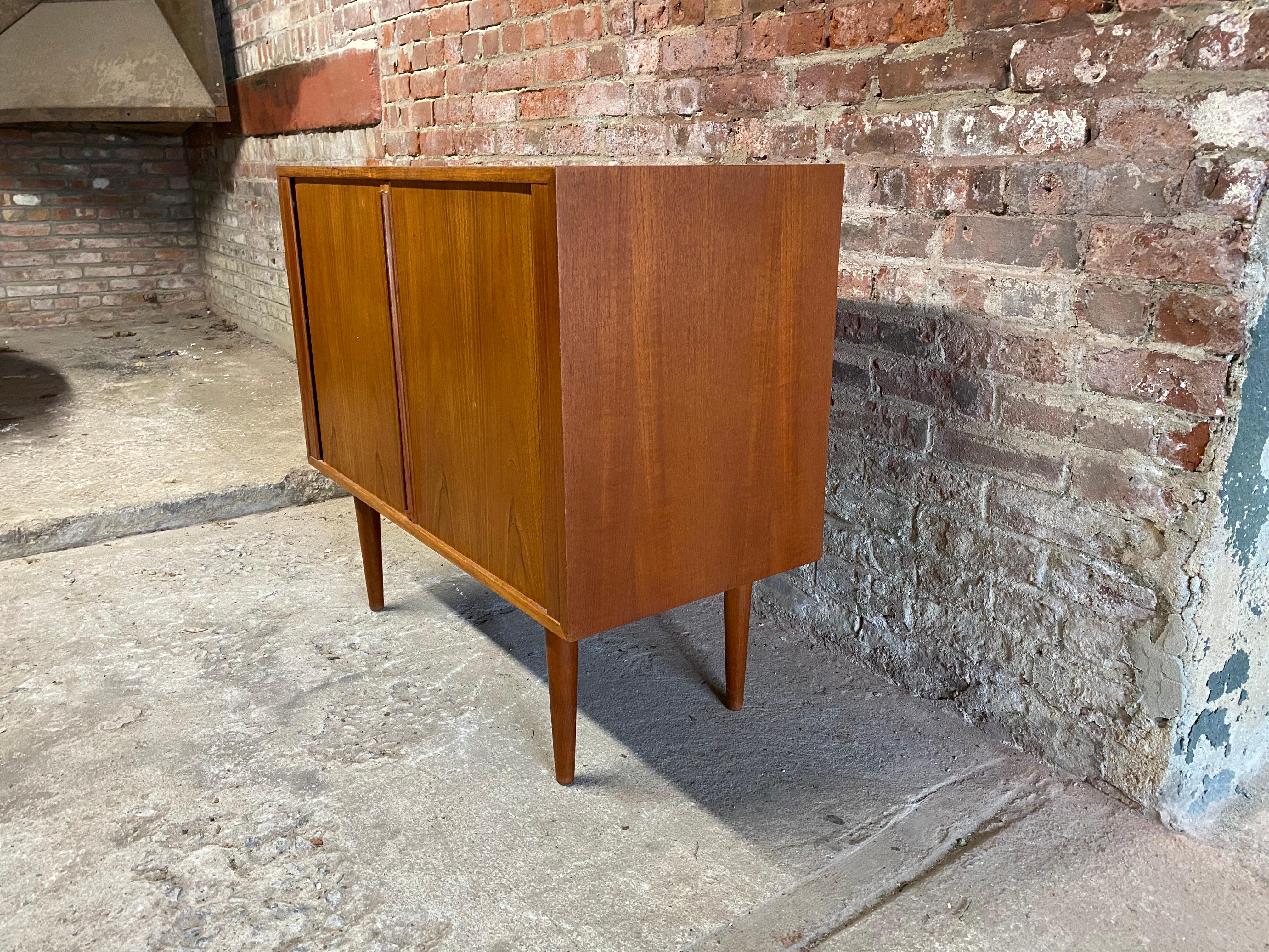 Mid-20th Century Kai Kristiansen Danish Modern Teak Tambour Door Record Cabinet