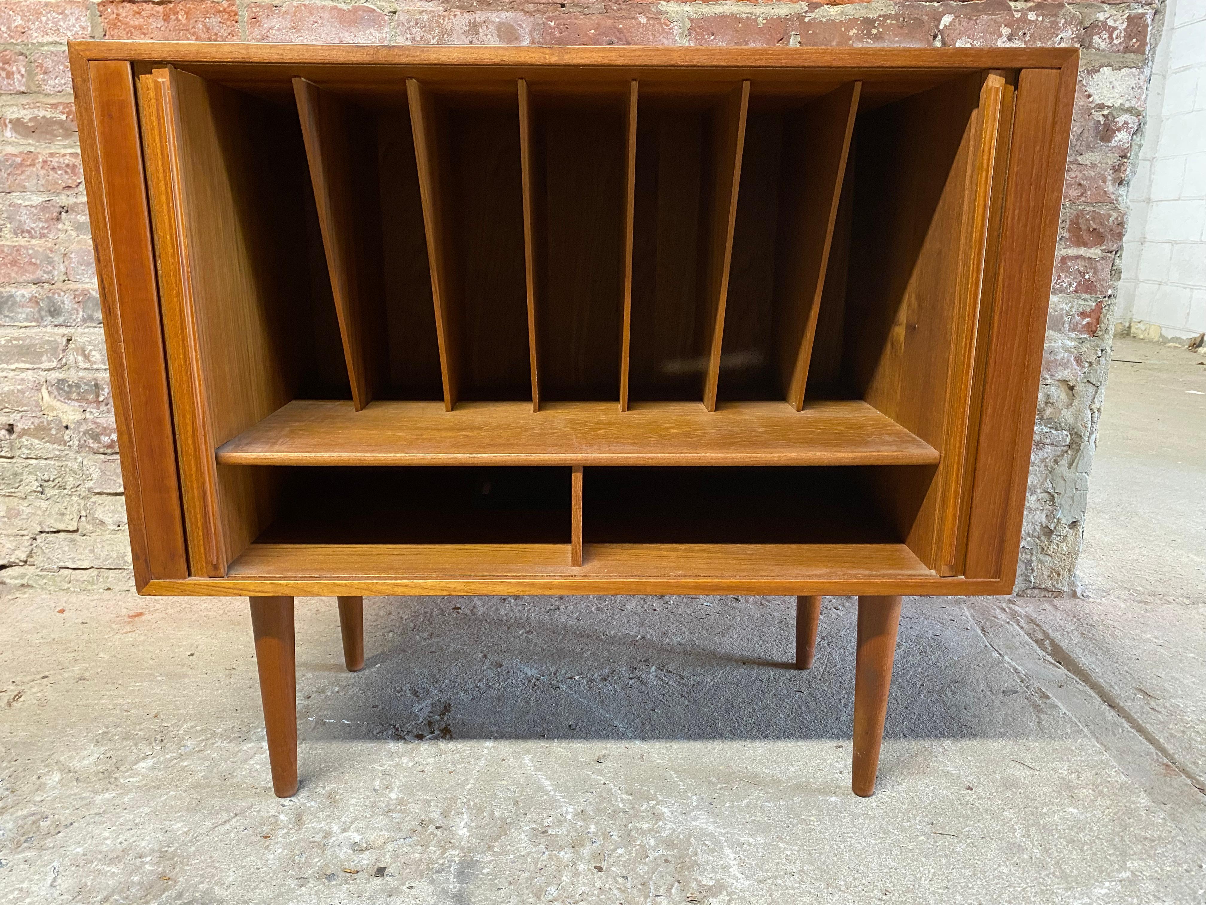 Kai Kristiansen Danish Modern Teak Tambour Door Record Cabinet 3