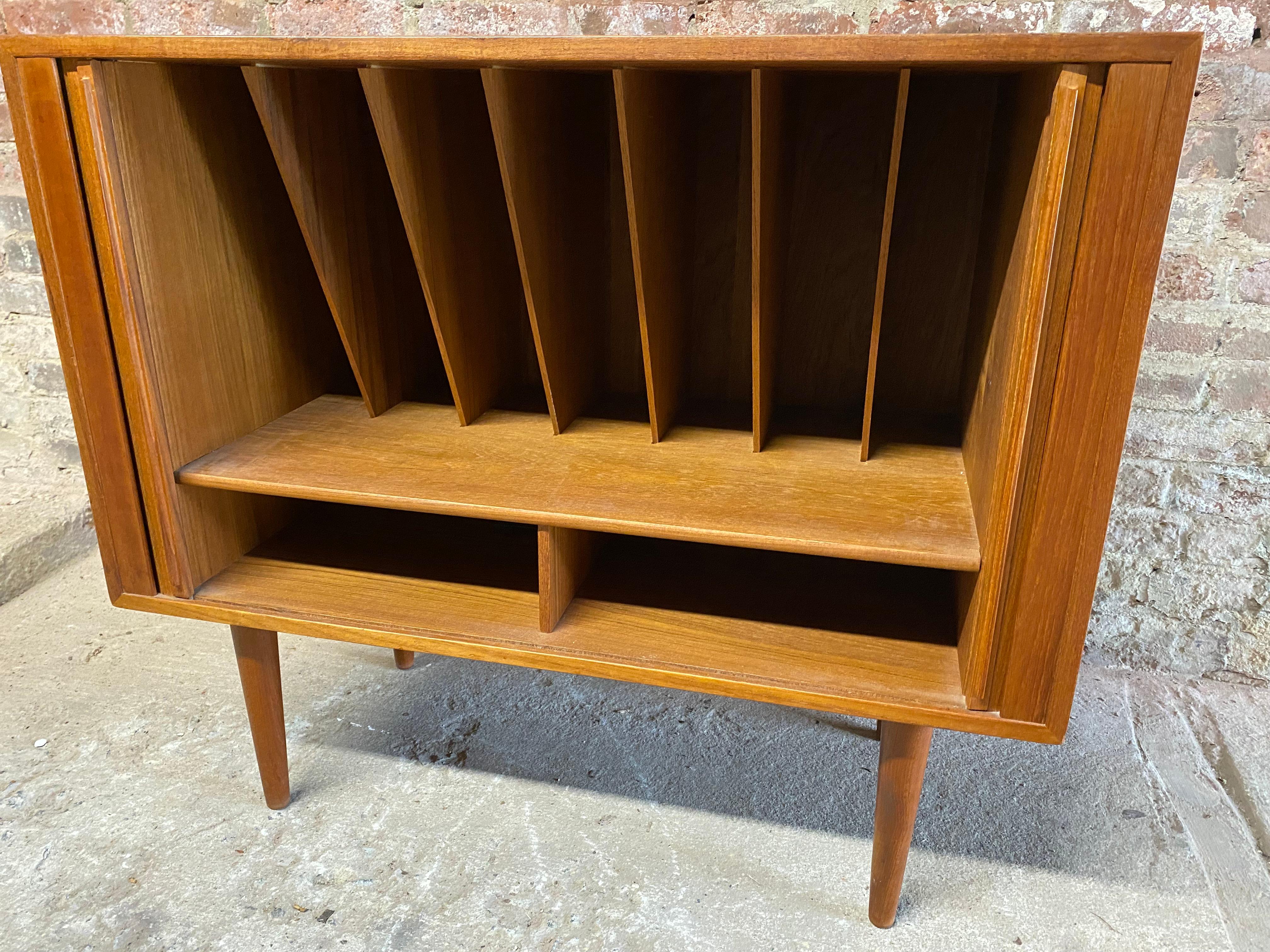 Kai Kristiansen Danish Modern Teak Tambour Door Record Cabinet 4