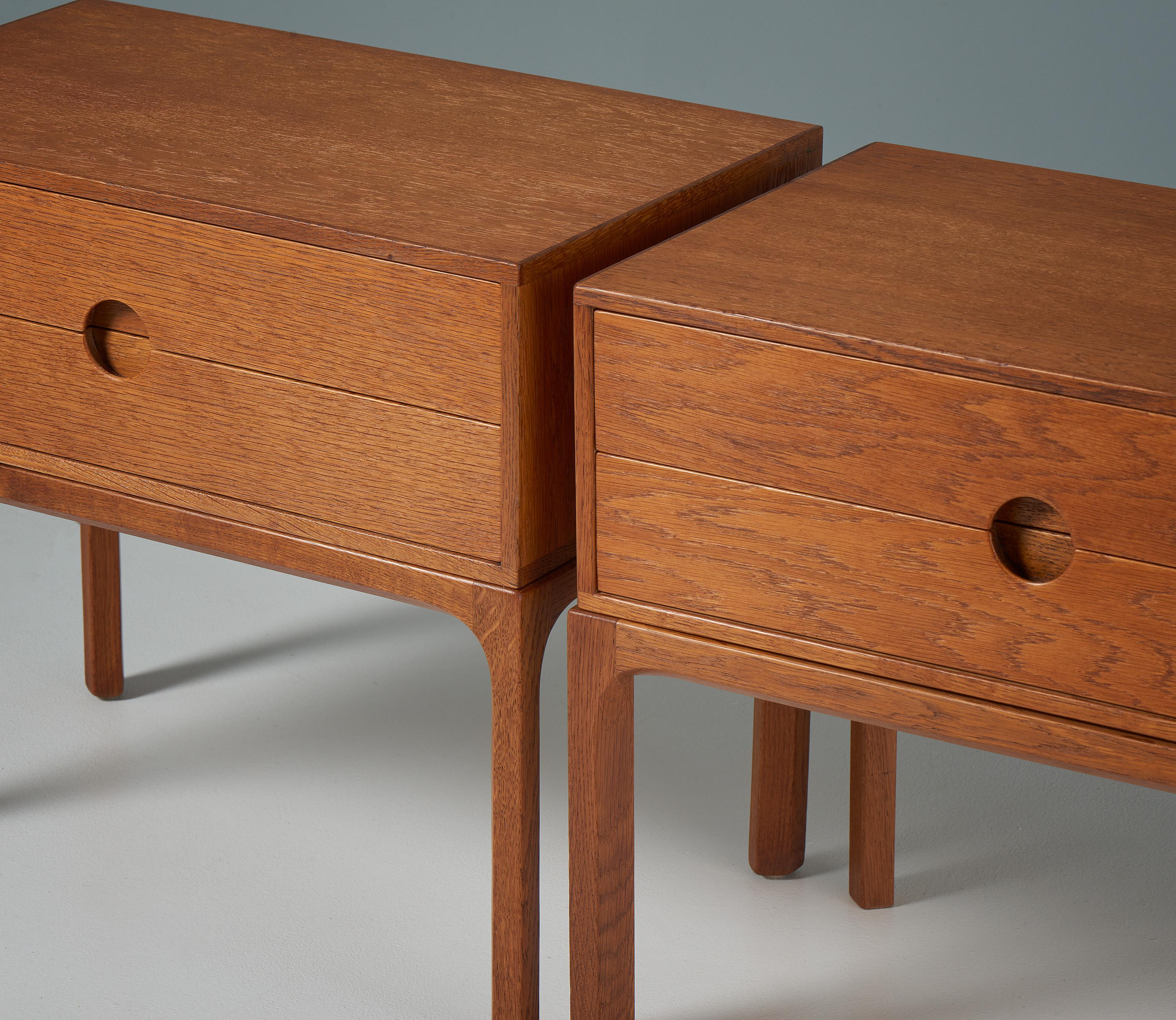 Mid-20th Century Kai Kristiansen Danish Oak Nightstands, 1950s For Sale