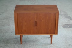 Kai Kristiansen Danish Small Teak Media Console or Sideboard with Tambour Doors