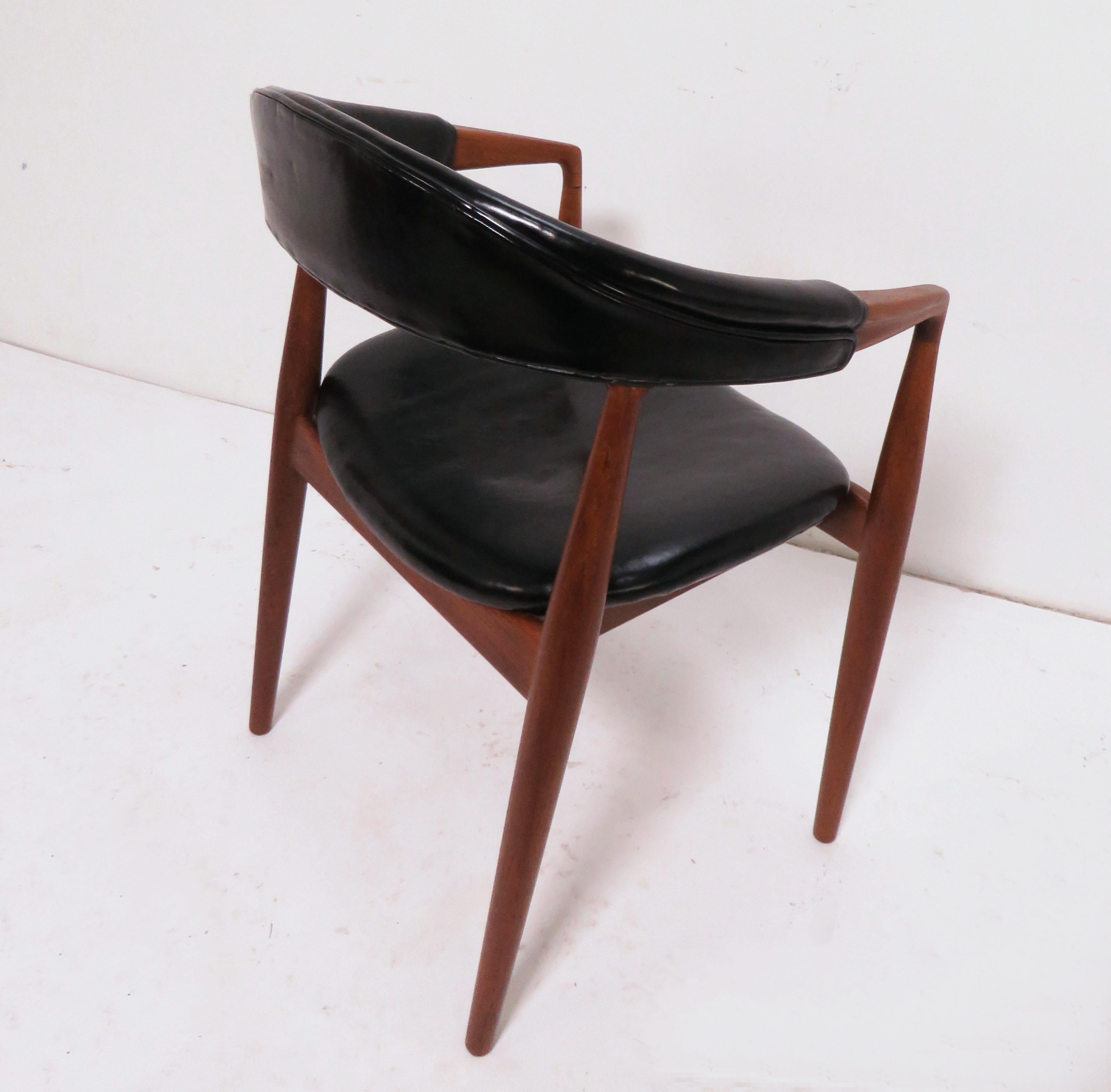 Kai Kristiansen Danish Teak and Leather Armchair, circa 1950s 3