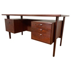 Kai Kristiansen Danish Teak Bookcase Kneehole Desk, Circa 1950s