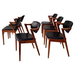 Kai Kristiansen Danish Teak Dining Chairs Set of 6 Model 42