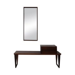 Kai Kristiansen Dark Wood Bench, Drawers and Mirror for Aksel Kjesgaard Set 1960