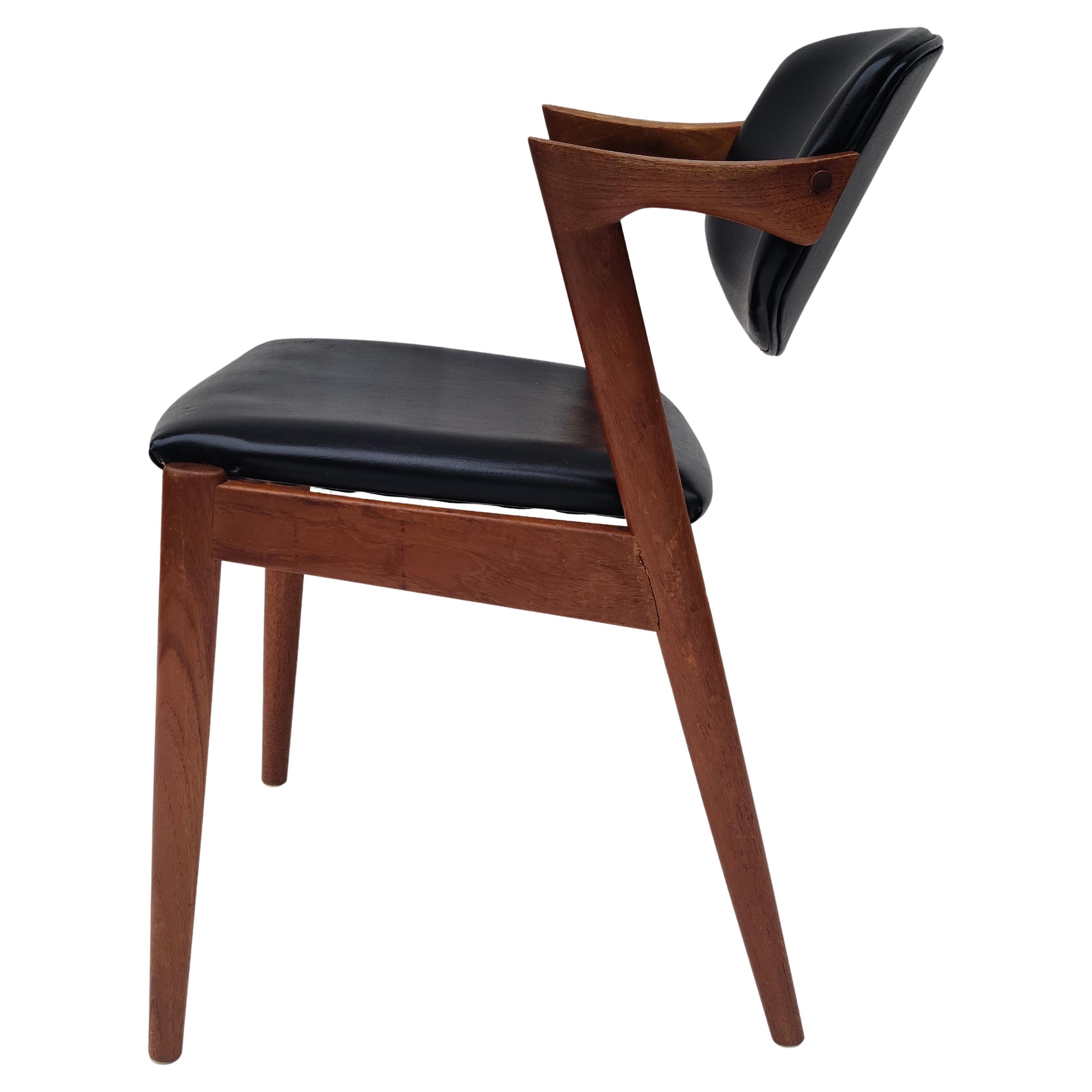 Kai Kristiansen Dining Chair Teak Denmark Model 42 For Sale at 1stDibs