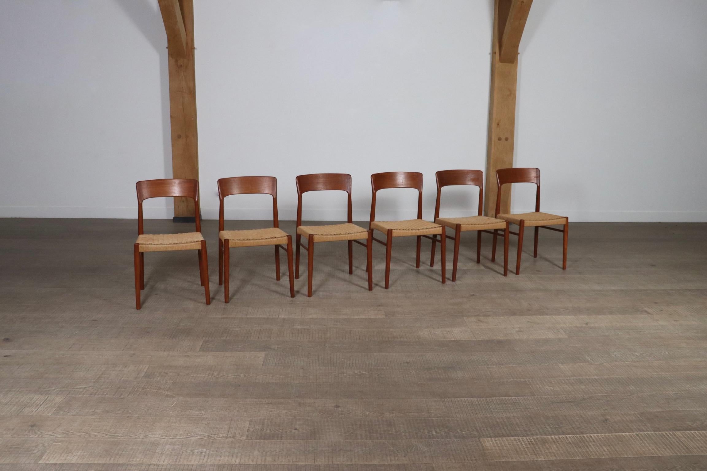 Kai Kristiansen Dining Chairs In Teak And Papercord For KS Mobler, Denmark 1960s 5