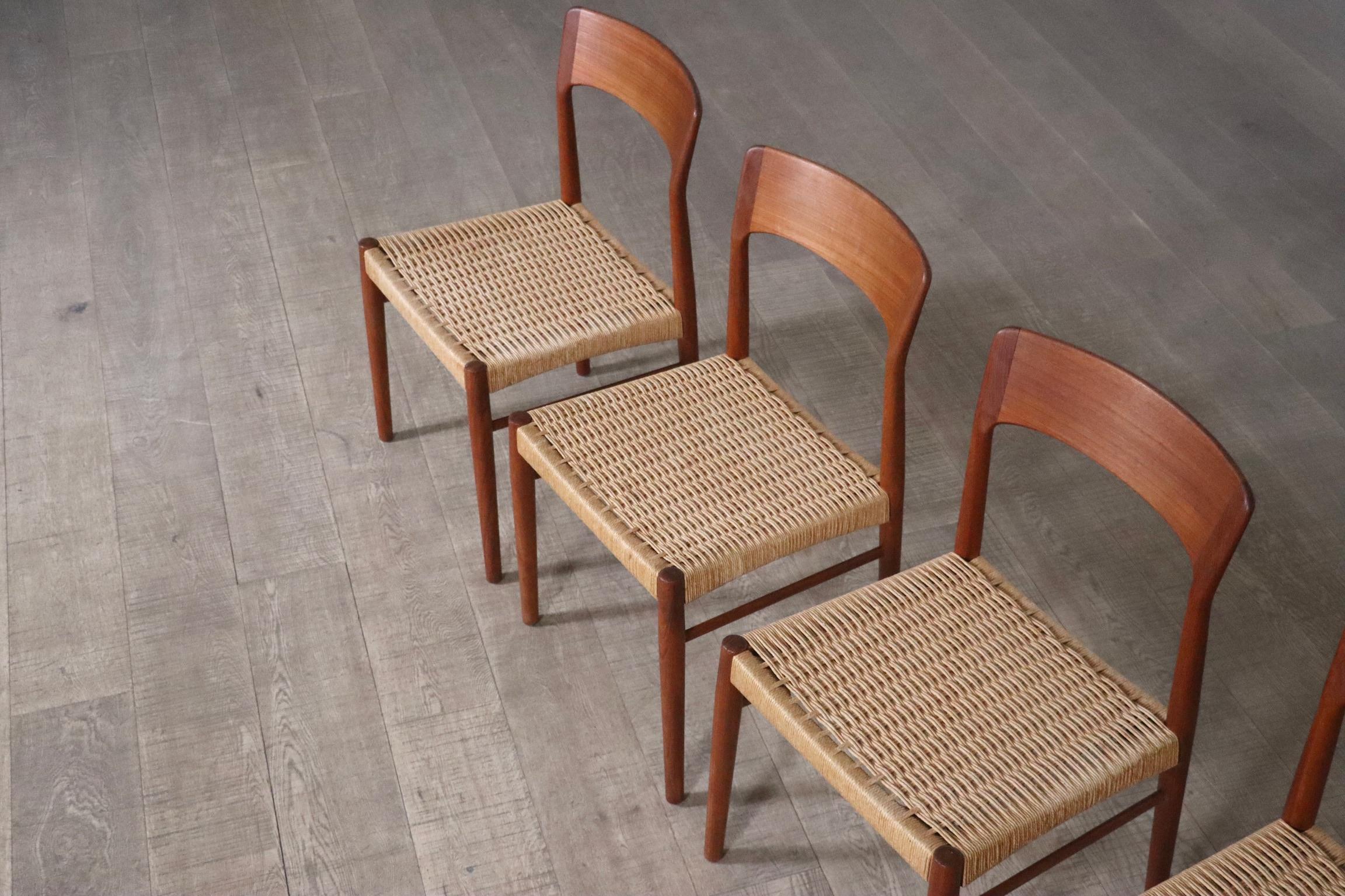 Kai Kristiansen Dining Chairs In Teak And Papercord For KS Mobler, Denmark 1960s 6