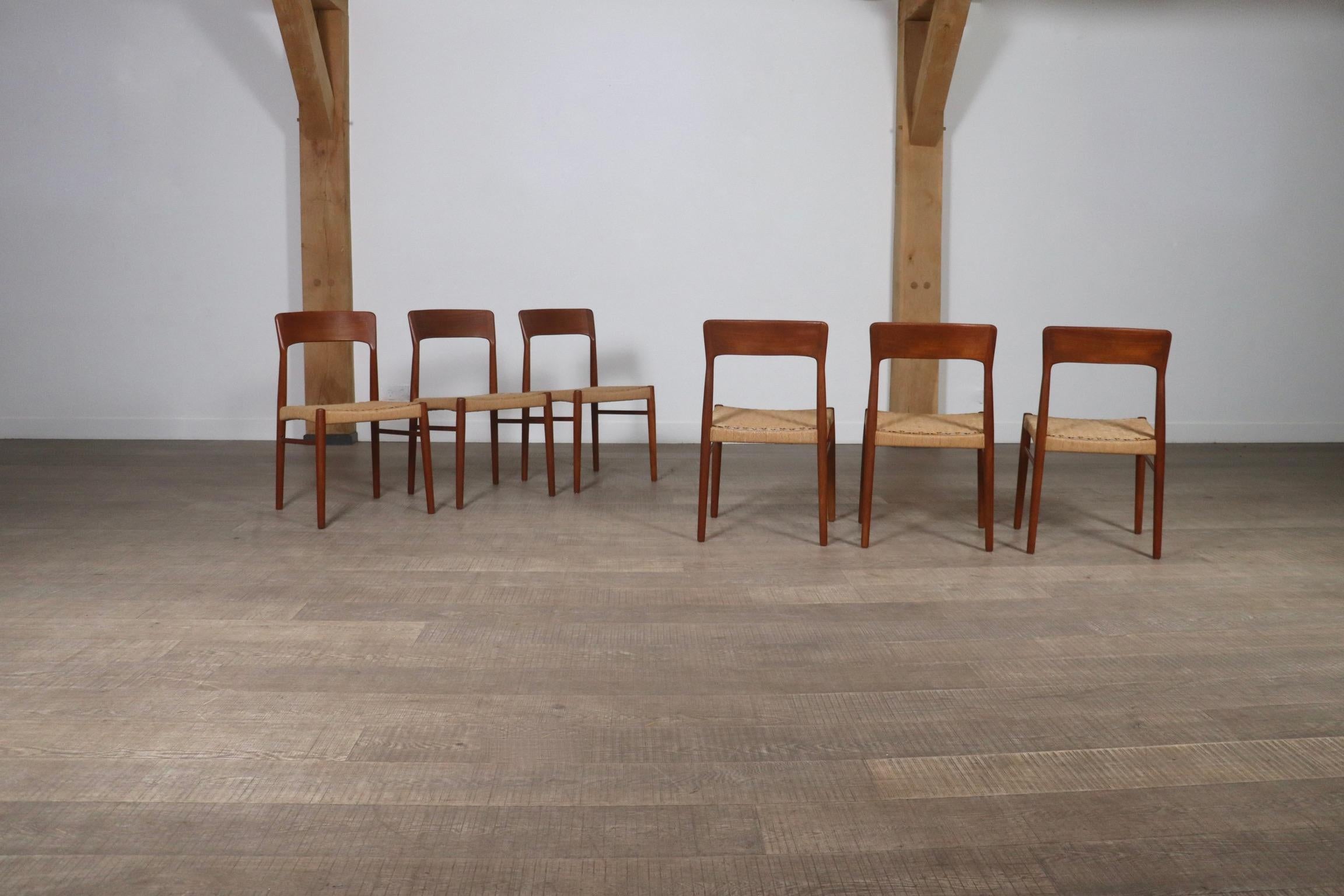 Kai Kristiansen Dining Chairs In Teak And Papercord For KS Mobler, Denmark 1960s 8