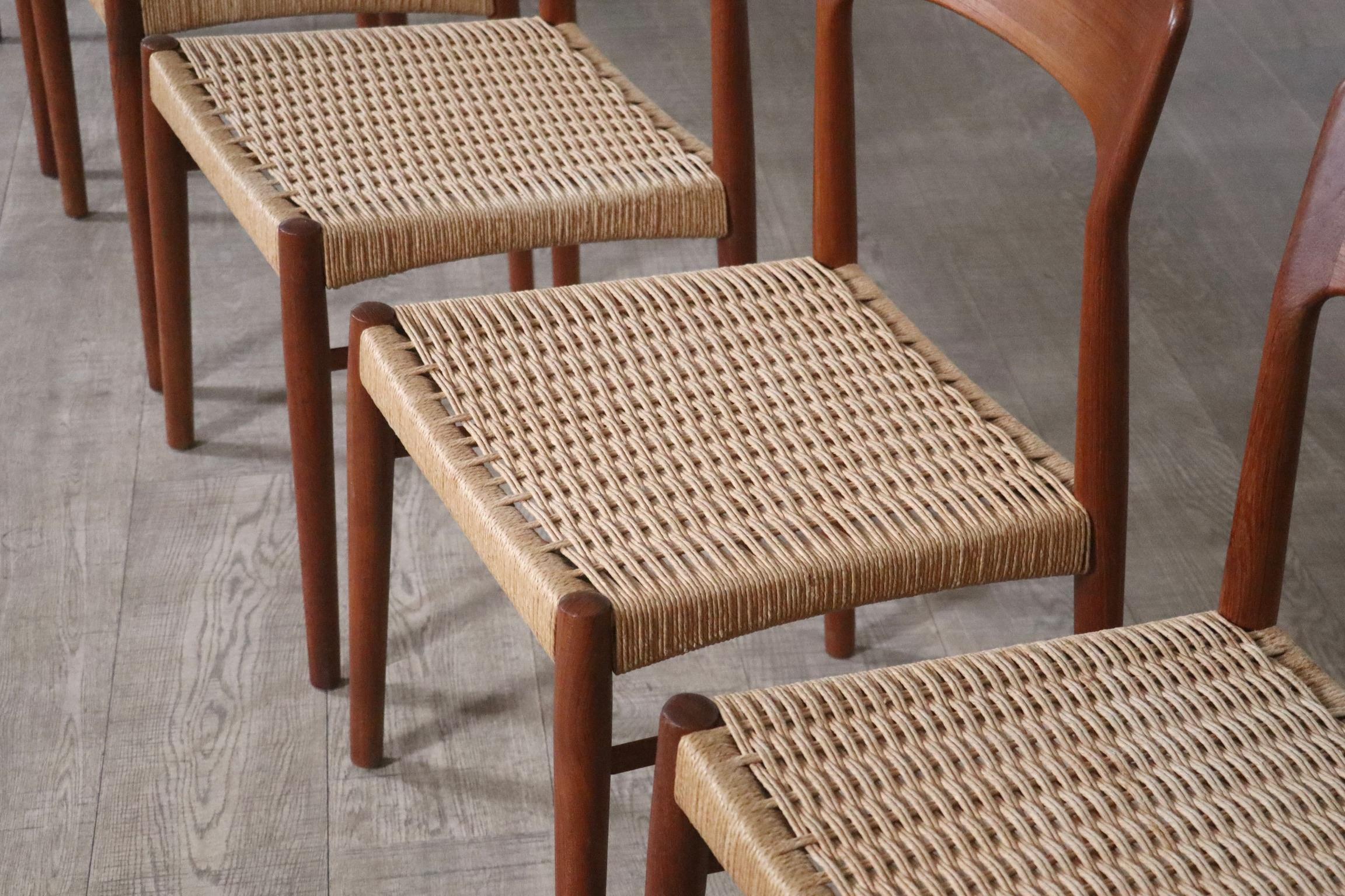 Kai Kristiansen Dining Chairs In Teak And Papercord For KS Mobler, Denmark 1960s In Good Condition In ABCOUDE, UT